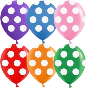 Шар (12''/30 см) Белые точки, Ассорти, пастель, 5 ст, 25 шт.