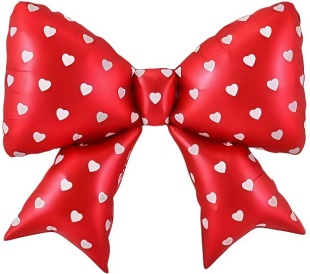 Шар (38''/97 см) Фигура, Бант, Сердечки, Красный, 1 шт.