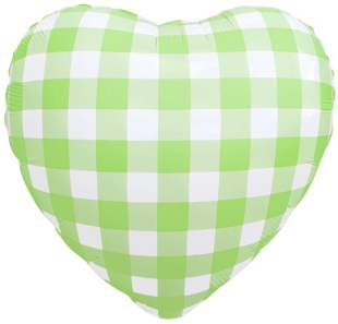Шар (18''/46 см) Сердце, Клетка Виши, Мятный, 1 шт.